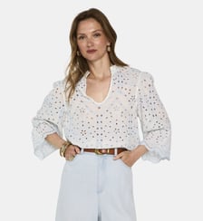 Blouse Brodée À Manches Larges En Coton Desilia Maison 123