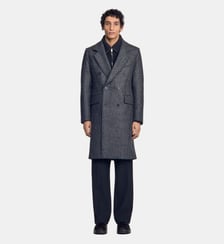 Manteau croisé en laine vierge Sandro