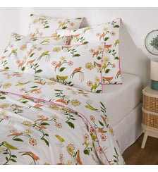 Housse de couette en percale de coton, imprimé oiseaux et fleurs La Redoute Interieurs