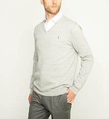 Pull en coton pima uni à col V slim fit Polo Ralph Lauren