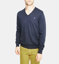 Pull en coton pima uni à col V slim fit Polo Ralph Lauren