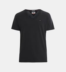 T-shirt droit en coton uni à col V Tommy Hilfiger