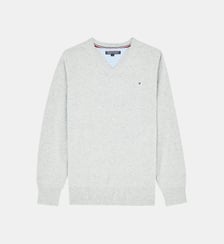Pull fine maille flag col V Tommy Hilfiger