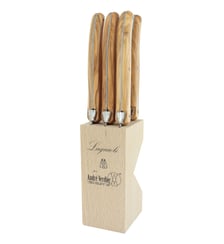 Bloc de 6 couteaux à steak Laguiole Country inox et bois d'olivier André Verdier