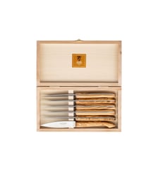 Coffret 6 couteaux à steak Capucin manche bois d'olivier Dozorme