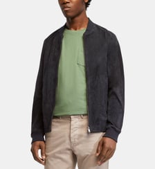 Blouson Paolo en cuir velours court droit zippé Balibaris