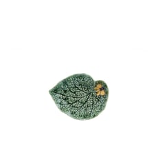 Feuille de bégonia avec papillon vert/marron 20 cm Bordallo Pinheiro