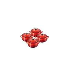Lot de 4 mini cocottes céramique cerise Ø10 cm Le Creuset