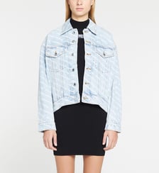 Veste courte droite coton denim siglé all over Alexander Wang