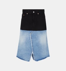 Jupe genoux bicolore coton denim 18crr81 Cerruti