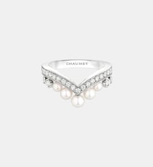 Bague en or blanc perle et diamants Chaumet