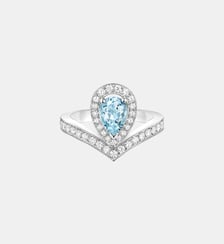 Bague en or blanc aigue marine et diamants Chaumet