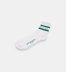 Chaussettes en coton à l’effet usé, rayures vertes et logo Golden Goose Golden Goose