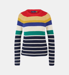 Pull droit maille coton à bandes contrastantes Polo Ralph Lauren