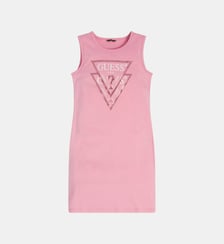 Robe t-shirt droite sans manches coton logo Guess