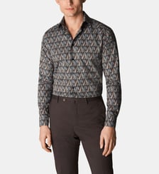 Chemise slim coton à imprimé cachemire Eton