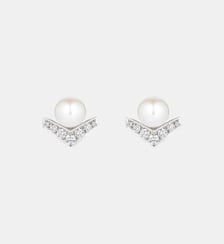 Boucles d'oreille en or blanc perle et diamants Chaumet