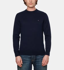 Pull droit logo coton biologique et cachemire Tommy Hilfiger