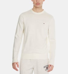 Pull droit logo coton biologique et cachemire Tommy Hilfiger