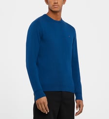 Pull droit logo coton biologique et cachemire Tommy Hilfiger