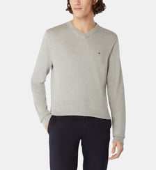 Pull droit logo coton pima et cachemire Tommy Hilfiger