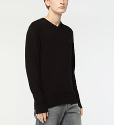 Pull droit logo coton pima et cachemire Tommy Hilfiger