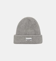 Bonnet revers patch signature laine mélangé Ganni