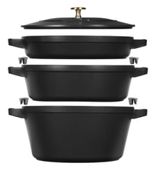 Batterie de cuisine empilable 4 pièces noires Staub