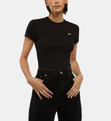 T-shirt ajusté côtelé coton bio Lacoste