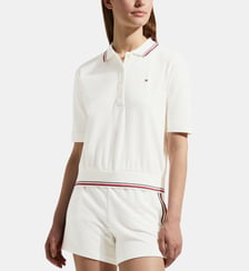 Polo droit élastiqué signature coton piqué stretch Tommy Hilfiger