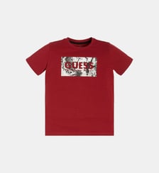 T-shirt droit coton rectangle fantaisie signature Guess