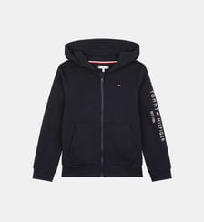 Sweat droit molleton zippé capuche signature Tommy Hilfiger