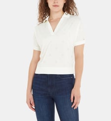 Polo court droit col V monogramme all-over Tommy Hilfiger