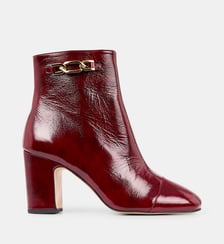 Bottines à talons Raissa cuir verni craquelé Galeries Lafayette