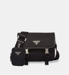 Sacoche porté épaule en Re-Nylon et cuir Saffiano Prada
