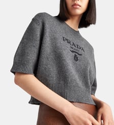 Pull court manches courtes en laine et cachemire Prada