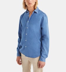 Chemise mixte "Je t'aime" en coton denim brodée Figaret