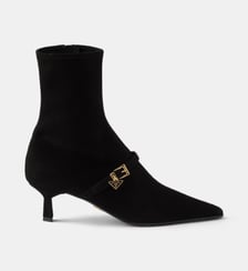 Bottines à talon aiguille en veau velours stretch Prada