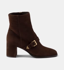 Bottines à talon bloc en veau velours Prada