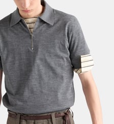 Polo zippé en laine extra fine Prada