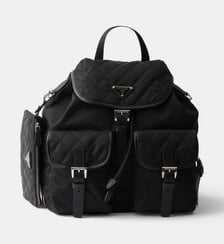 Sac à dos moyen format matelassé en textile et cuir Saffiano Prada