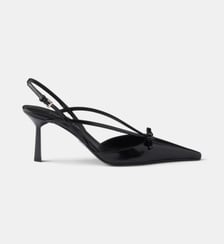Escarpins slingback à bout pointu en cuir brossé Prada