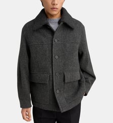 Veste droite Jumper en laine chinée Solid Homme