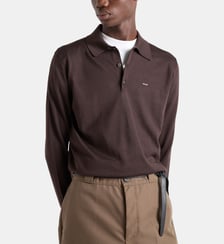 Polo à manches longues en laine extra fine Prada