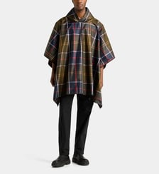 Poncho imperméable signature compactable à capuche tartan Barbour