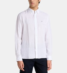 Chemise droite unie en lin délavé Tommy Hilfiger