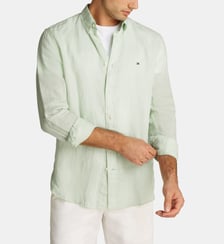 Chemise droite unie en lin délavé Tommy Hilfiger