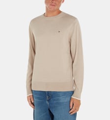 Pull droit logotypé en coton mouliné Tommy Hilfiger