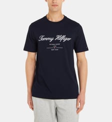 T-shirt droit coton signature manuscrite Tommy Hilfiger