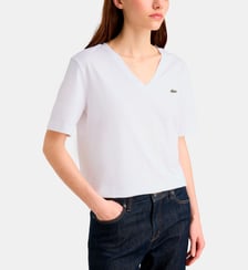 T-shirt droit logo en coton Lacoste